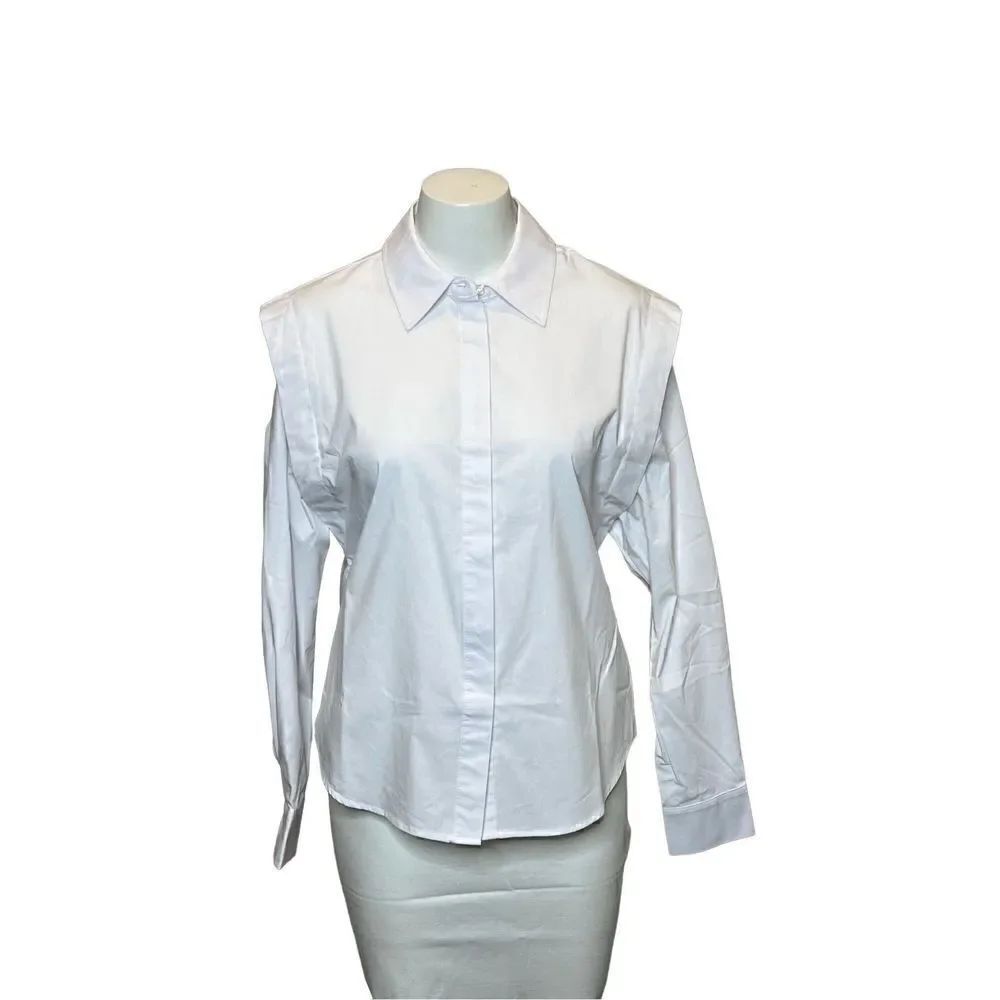 House of Harlow 1960 NWT white long sleeve button up shirt size XS